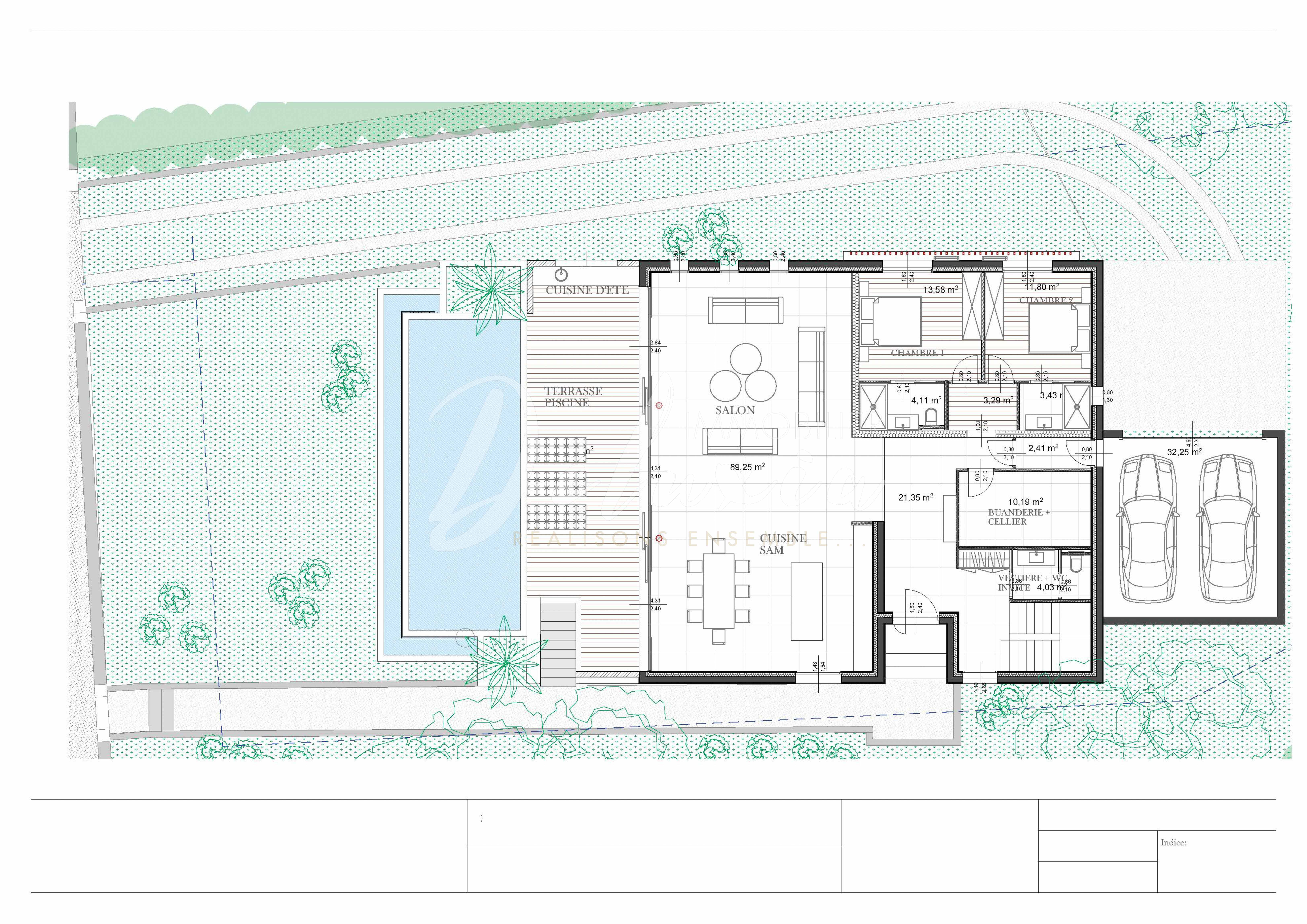 Plan RDC d'une villa neuve à Saint-Raphaël 