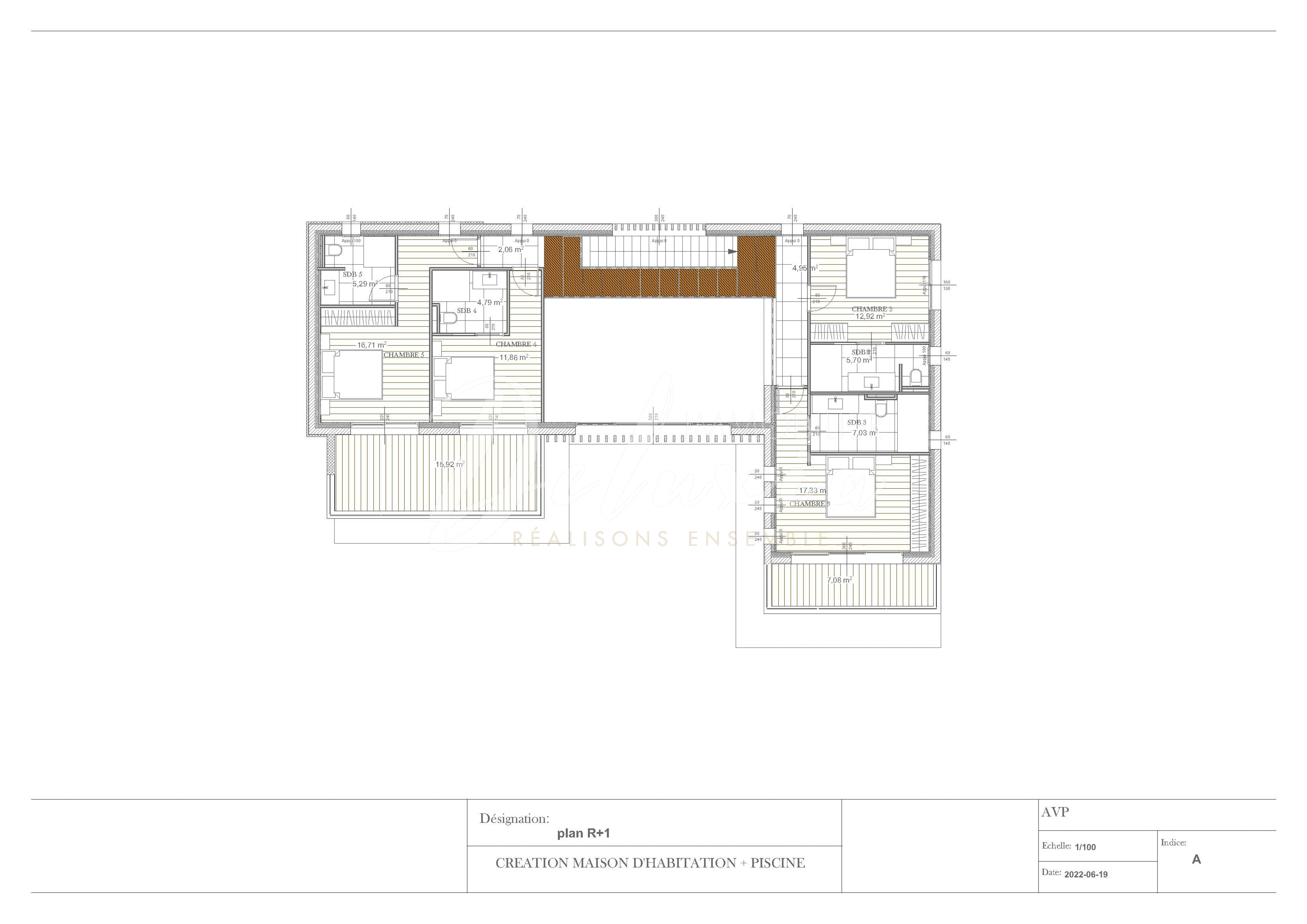 Plan étage d'une villa neuve à Saint-Raphaël 
